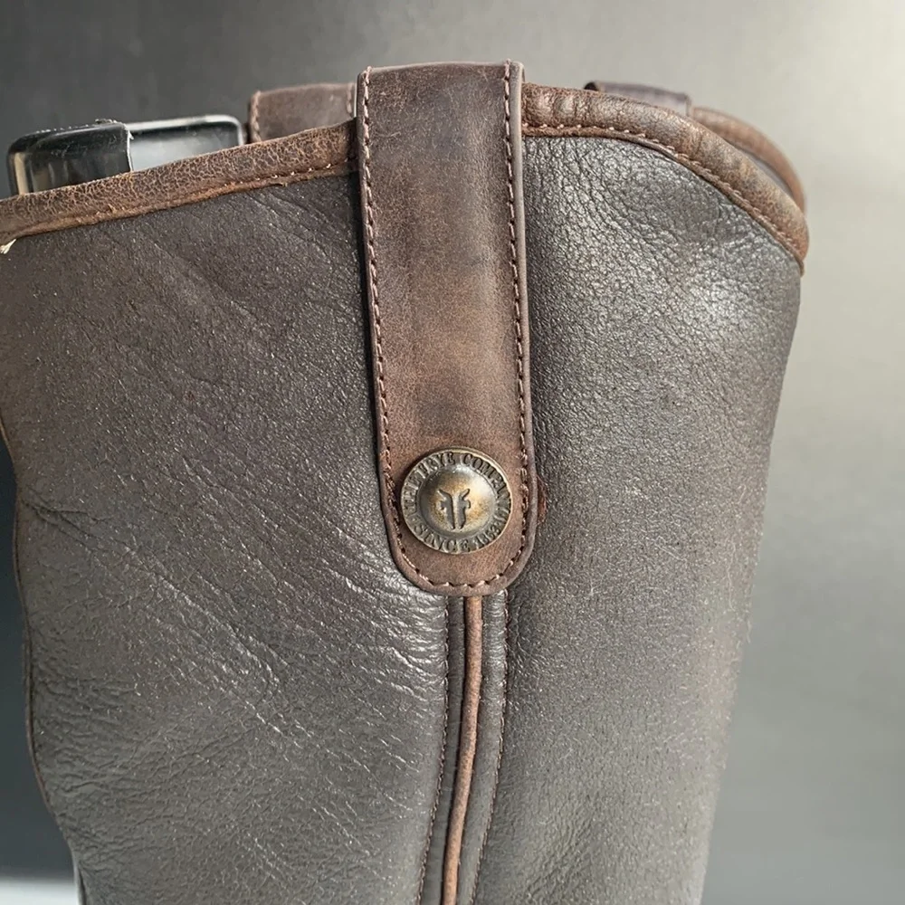 Frye Melissa Button Tall Riding Boots Women’s Size 6 Brown Leather Shearling‎